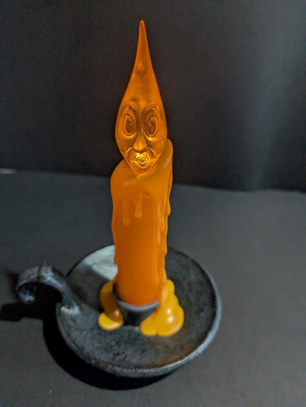 Hallmark Halloween Flickering Light Haunted Candle Ghost Face Decor Working 8"